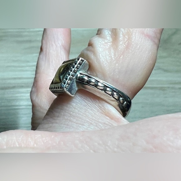 Vintage Carol Felley Sterling Silver & 14K Gold Square Band Ring, Size 5, 3.6g - Picture 9 of 10